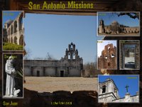 San Antonio Missions Postcard of four of the five San Antionio missions (Espada, San Juan, San José, and Concepción). No prizes for guessing the missing mission.