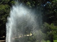 Raindrops are falling... Young girl playing by the fountain in Kings Park Perth Australia.